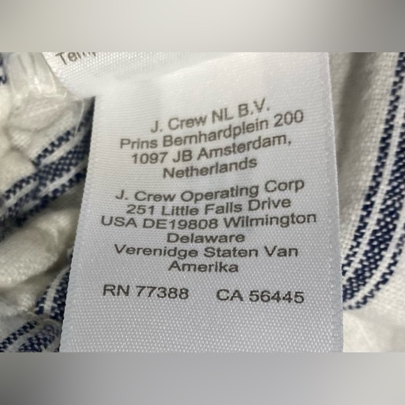 J. Crew White with Navy Blue Striped Cropped Pants, Size 2, Linen/Cotton Blend - Picture 8 of 9